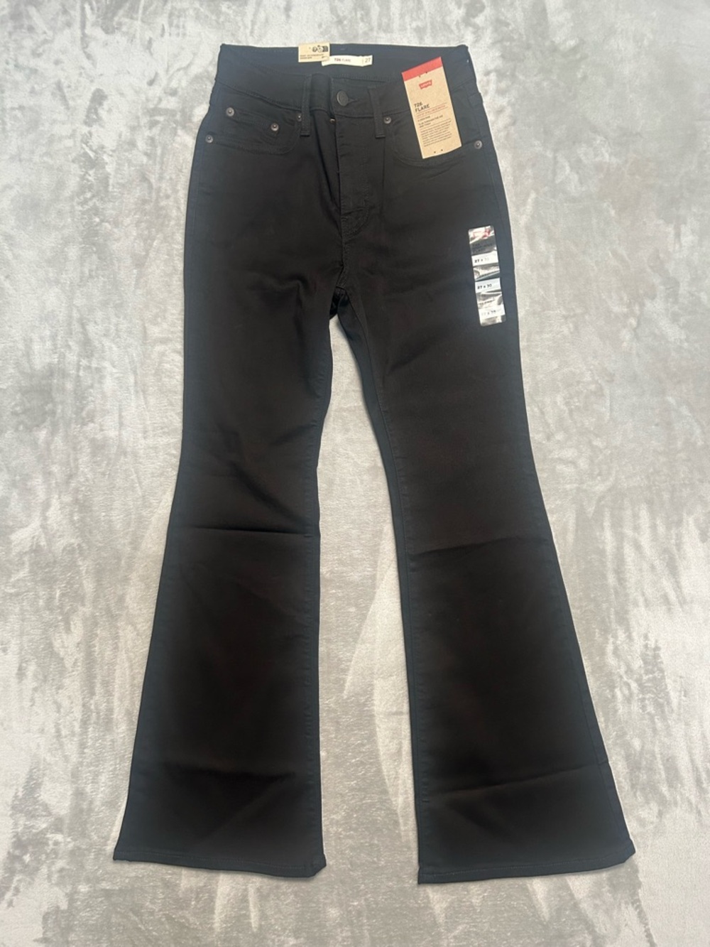 Levi’s 726 Flare Jeans Women’s 27x30 Black Stellar Stretch High Rise